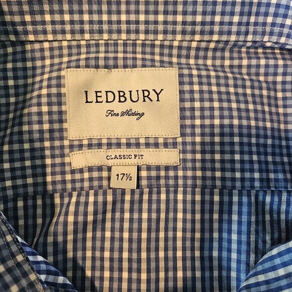 Mens Ledbury Button Up Dress Shirt Blue - Picture 6 of 8